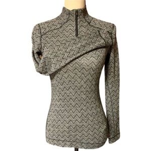 SMARTWOOL Women’s Black White Print 100% Merino Wool Half Zip Pullover XL